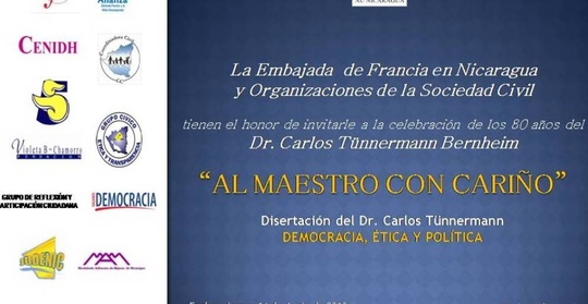 Comunicado de Prensa: "Al maestro con Cariño", Homenaje al Dr. Carlos Tunnermann Berheim