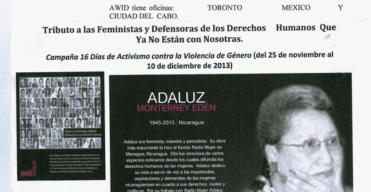 Homenaje póstumo a la defensora y periodista Ada Luz Monterrey Edén